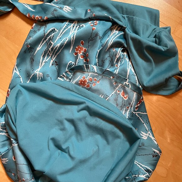 Trafaluc by Zara Floral Patterned Teal midi dress size L - Picture 5 of 11